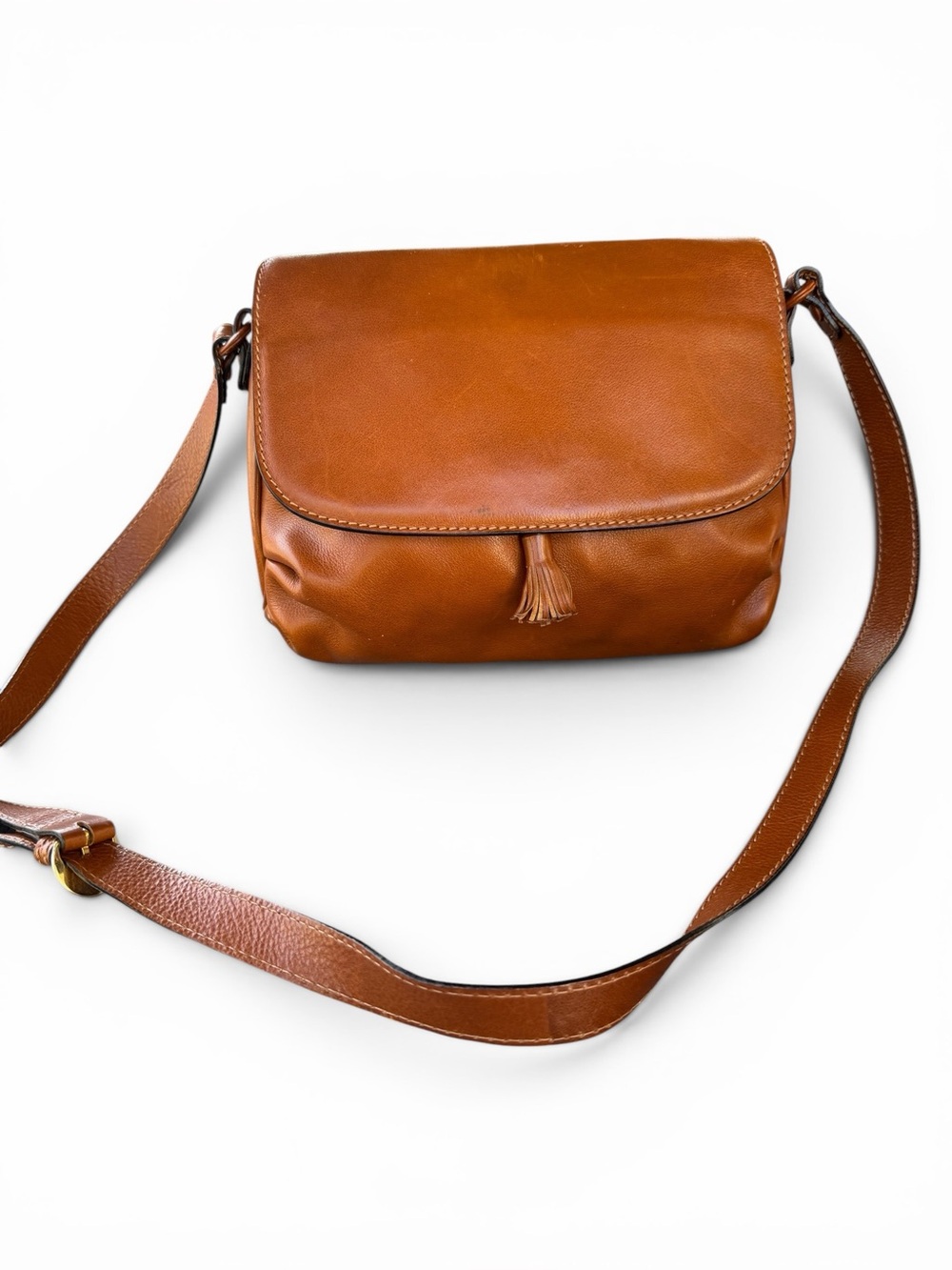 1990’s Bottega Veneta Cognac Leather Tassel Crossbody